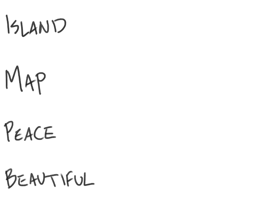 Handwritten English words.